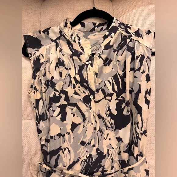 LOUNIE Japan Abstract Print Midi Dress - Size 36 (US S) - Tie Waist & Pockets - Picture 6 of 12